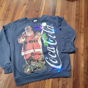 NWT Coca-Cola light up Christmas Blue With Blinking Lights Sweatshirt Size Lar…